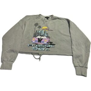 Forever 21 cropped sweater Women's Small Gray Long Sleeve‎ Crew Neck Los Angeles